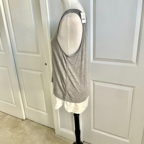 NWT J. Crew Gray and Cream Layered Tank Top Size Large - Picture 2 of 5